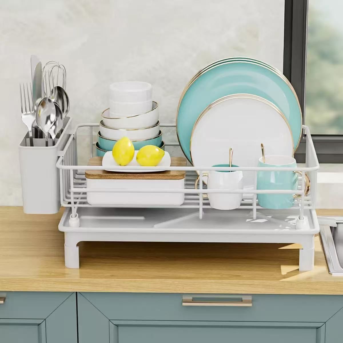 New Product Dish Rack Tableware Household Drainage Rack Black Iron Art Dish Drain Bowl Drainage Storage Rack