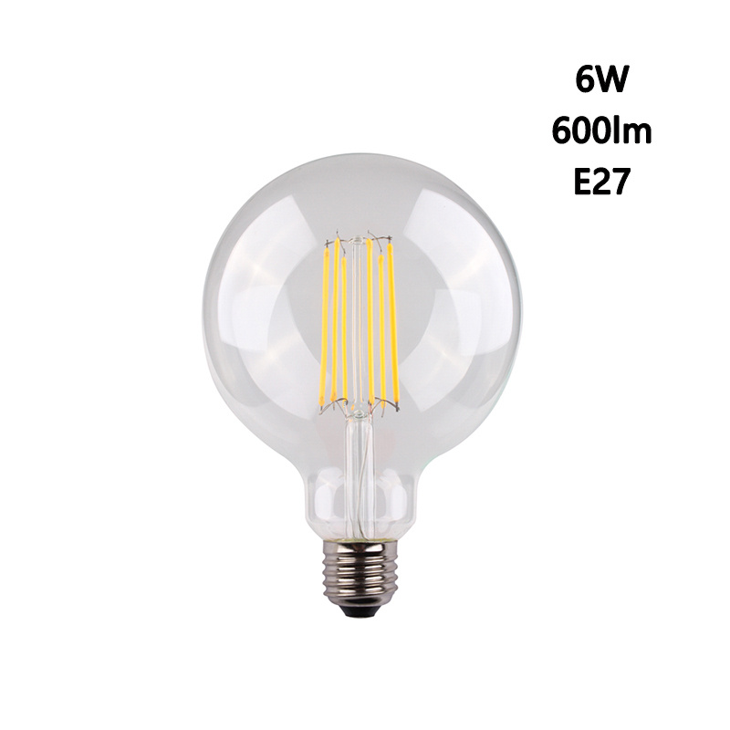 LED Bulblight 6W 600lm E27 G125gc Filament Light Whole Price Glass Gold for Indoor Lighting