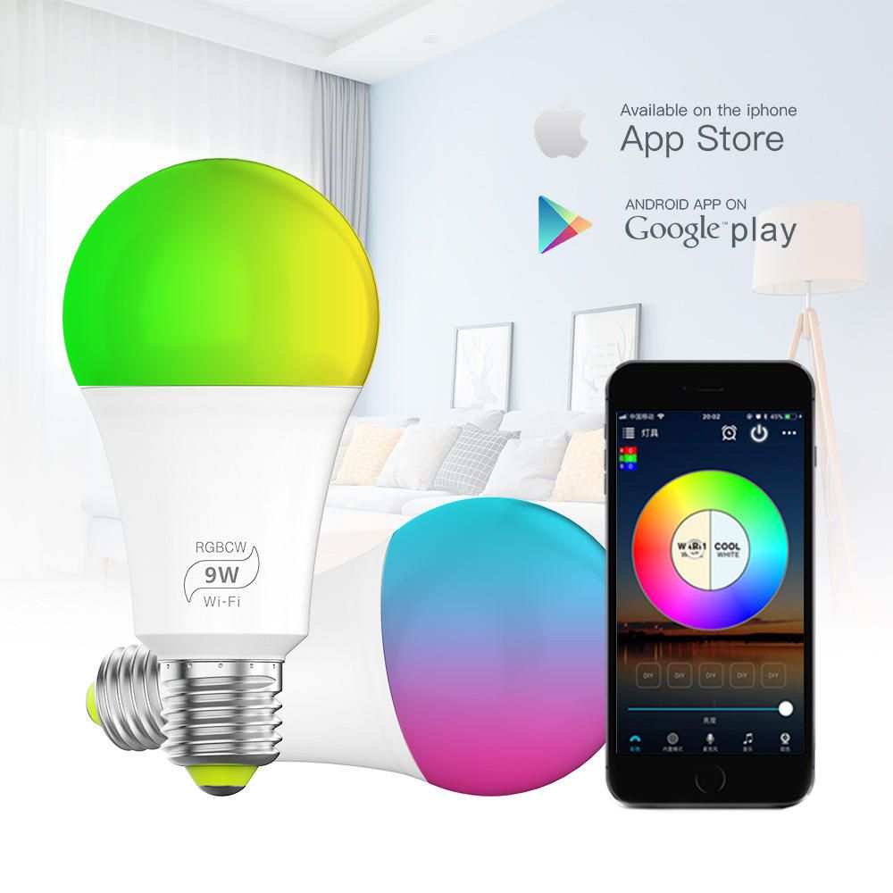 E27 B22 E26 9W 2700K-6500K DIY Smart WiFi Light Bulbs