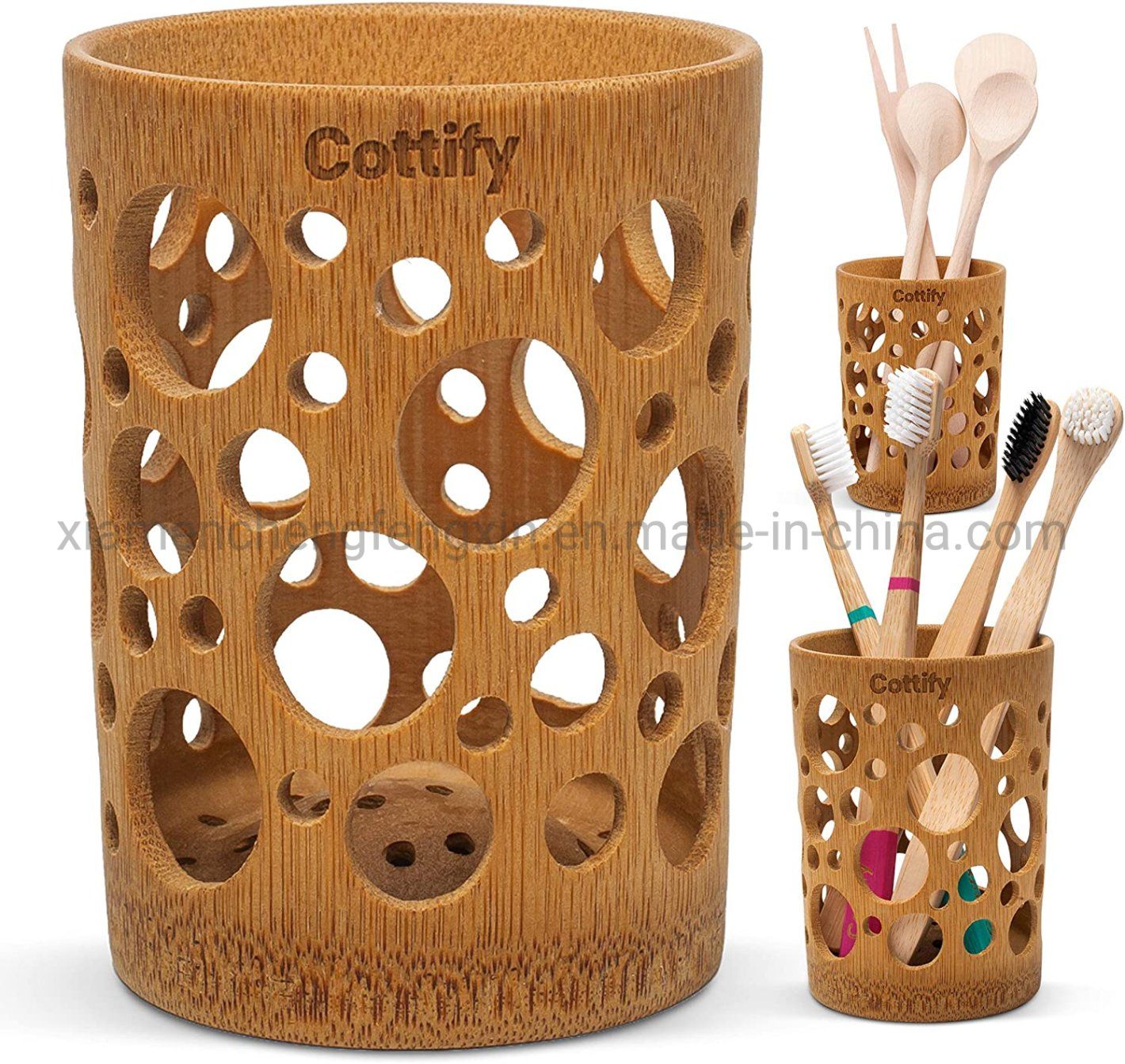 Stylish Bamboo Bathroom Toothbrush Cup for Easy Drying