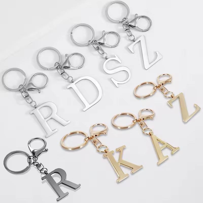 Factory Stainless Steel Keychain 26 Letter Titanium Steel Backpack Pendant Wholesale First Letter Modern Minimalist