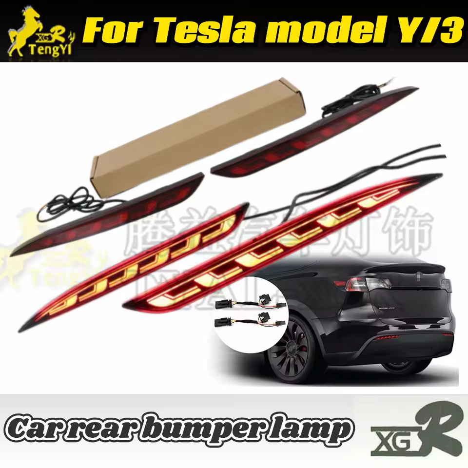 Ty-xgr Led Rear Reflector Lamp Bumper Light Body Kit For 2024 2025 Ttesla Model Y/3 Accessory