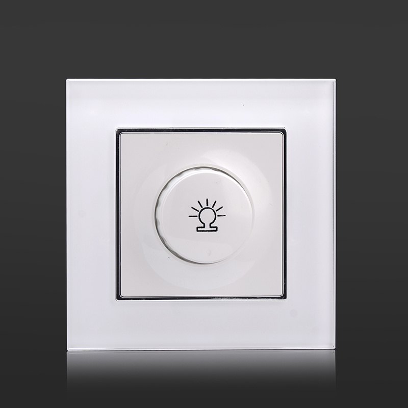 2024 New Model European Standard Tempered Glass Material 500W Light Control Electrical Wall Dimmer Switch For Home Use