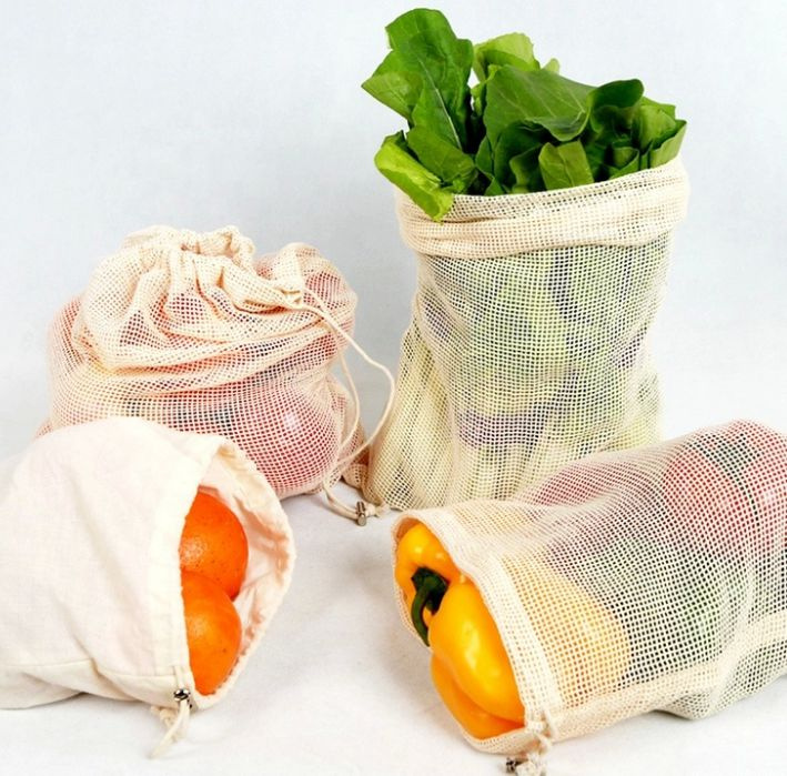 Zero-Plastic Reusable Mesh Produce Bags Fruit and Vegetable Bags