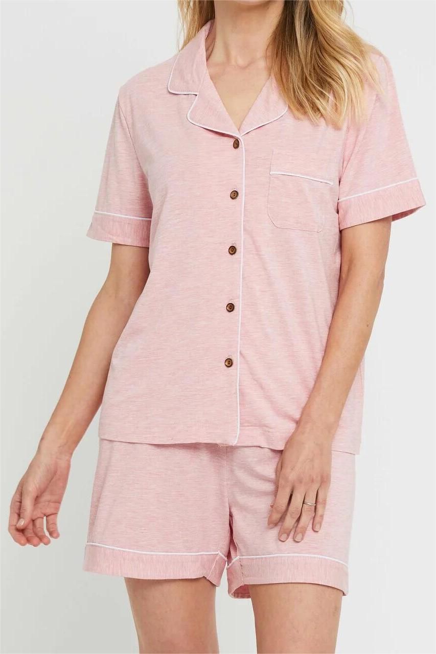 Ladies Pajamas Set Short Sleeve Short 2PCS Set Classic Essencial Sleepwear for Women