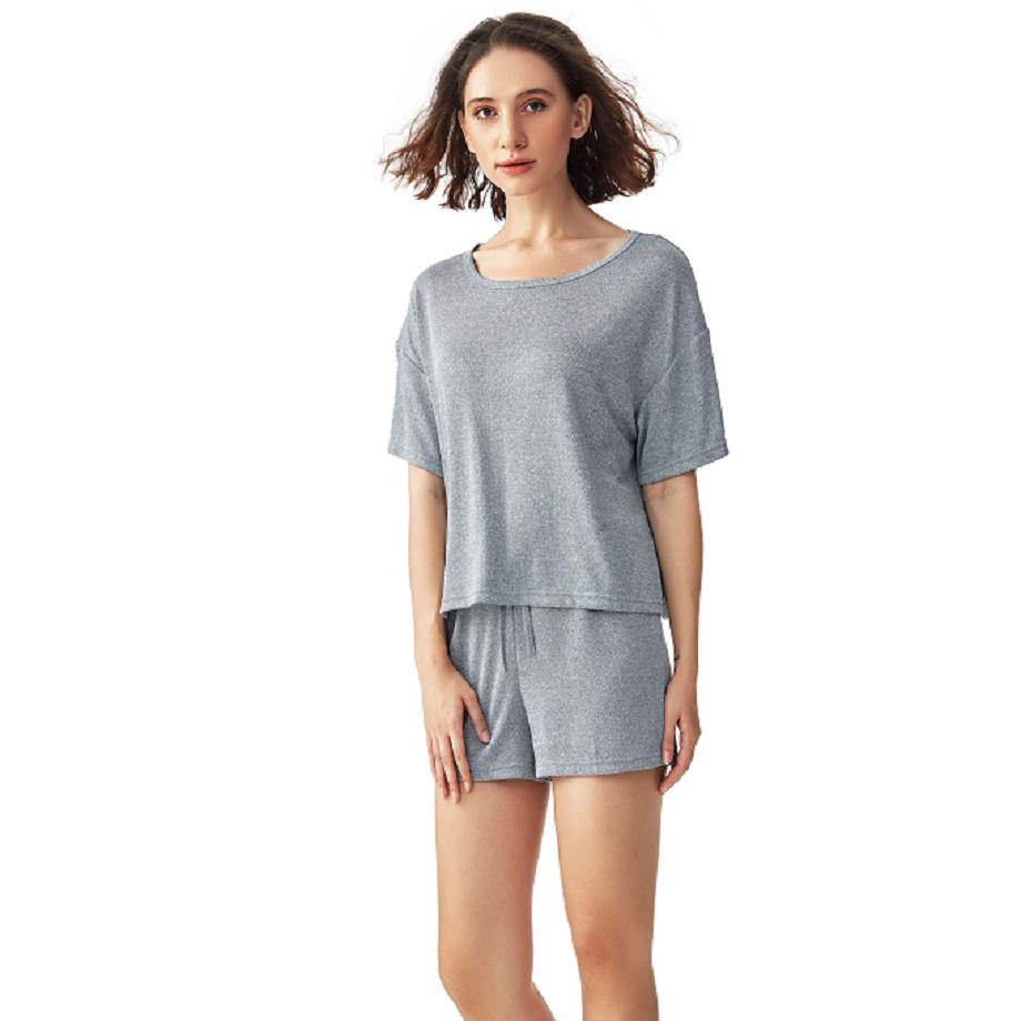 Wholesale Summer 2 Pieces Shirt Short Sleeve Sleepwear Loungewear Women's Pajama Set