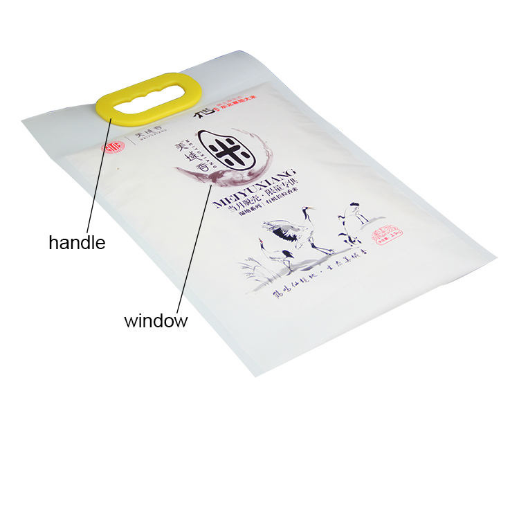 Recyclable Rice Packaging Bags Storage Leakage Prevention Stand up Zip Wrist Buckle