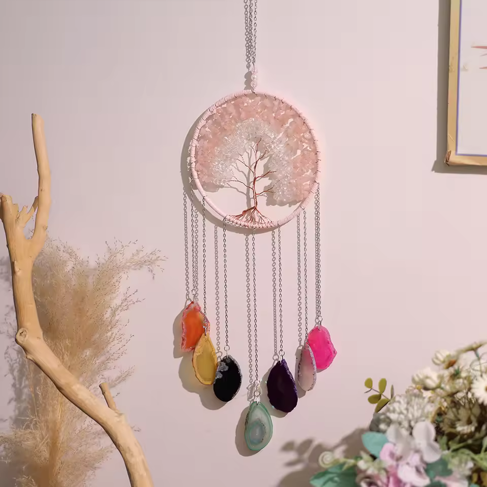 Feng Shui Style Crystal Glass Hanging Suncatcher Ornament Traditional Wind Chime Witch Design