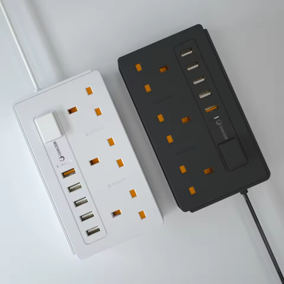 Uk Plug 3-outlet Extension Lead With Fast Usb Charging | Desk Power Strip For Home & Office | 230v