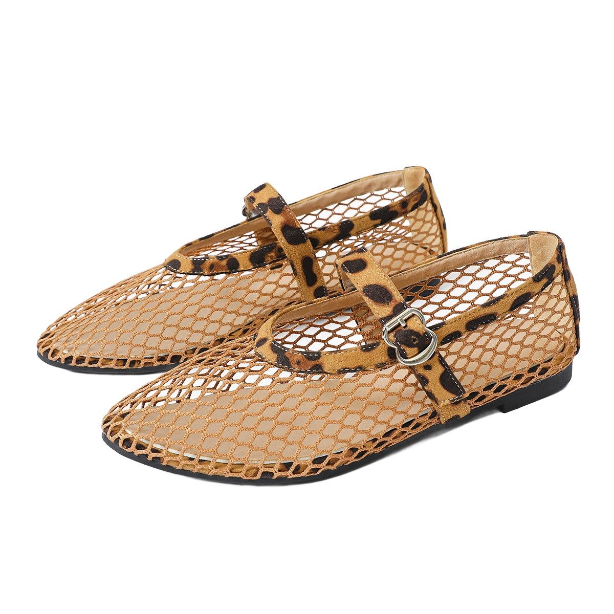 Leopard Print Mesh Flats for Women Breathable Summer Shoes Zapatos De Mujer
