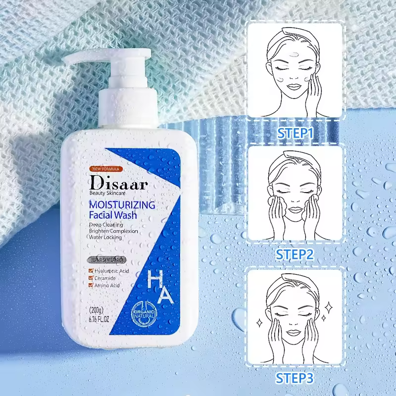 Disaar Wholesale Hyaluronic Acid Face Cleanser Odm/oem Deep Cleansing Pore Cleaner Foam Cream Moisturizing Facial Wash