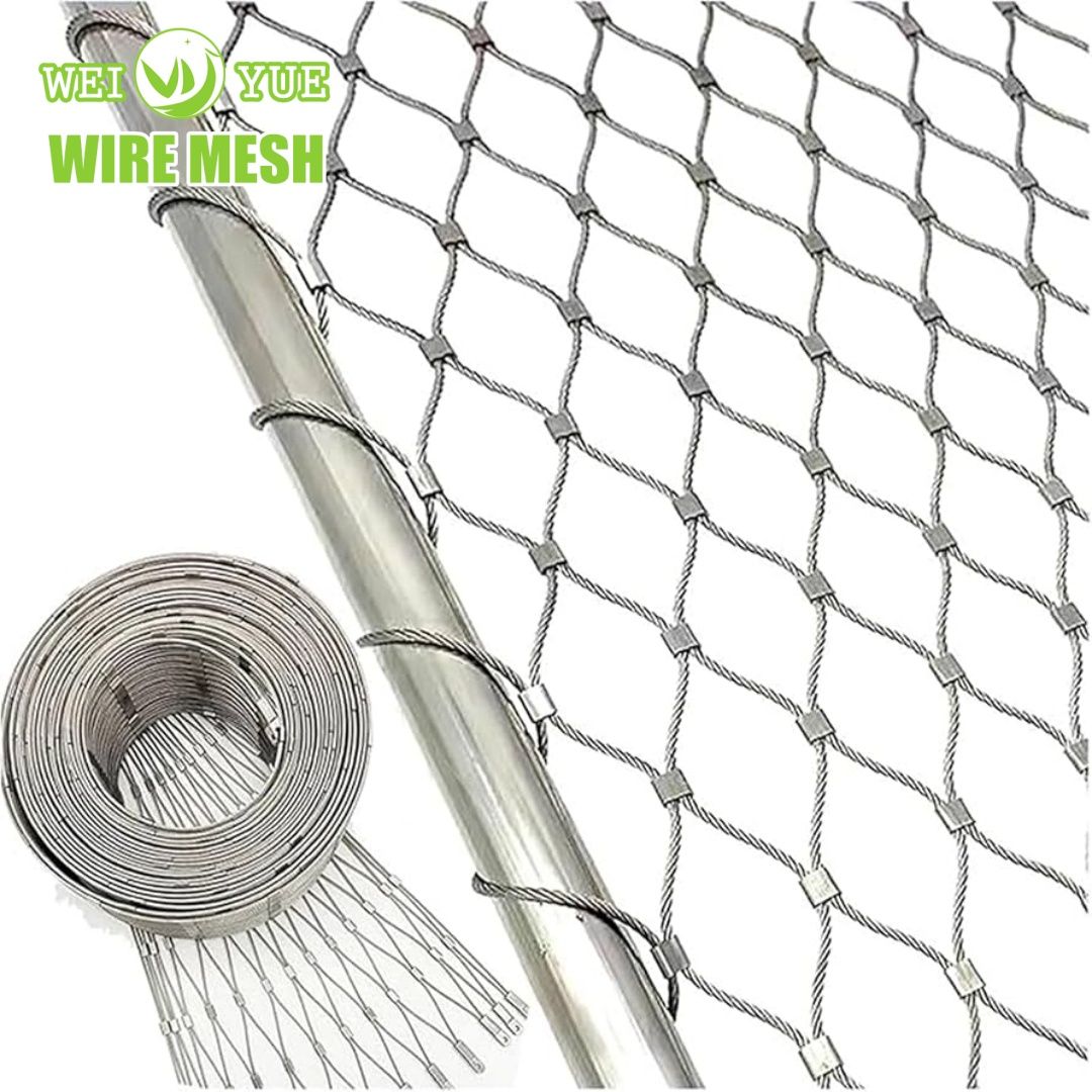 7*7 SS304 50*50 Hole Flexible Stainless Rope Steel Mesh Buckle Net Cage Metal Mesh Versatile Bird Cage Mesh Make an Outdoor Cage for African Gray Parrot