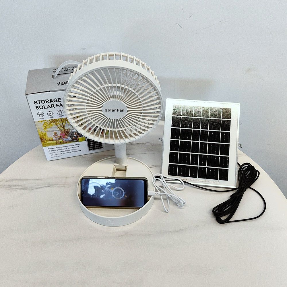 8W Solar Panel Hot Sale Two Charging Methods Solar Rechargeable Stand Table Fan Electric Table Portable Desk Tower Small Fan