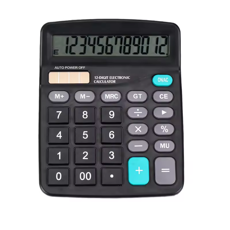 12 Digits Solar And Electric Black Style Multiple Functions Scientific Calculator