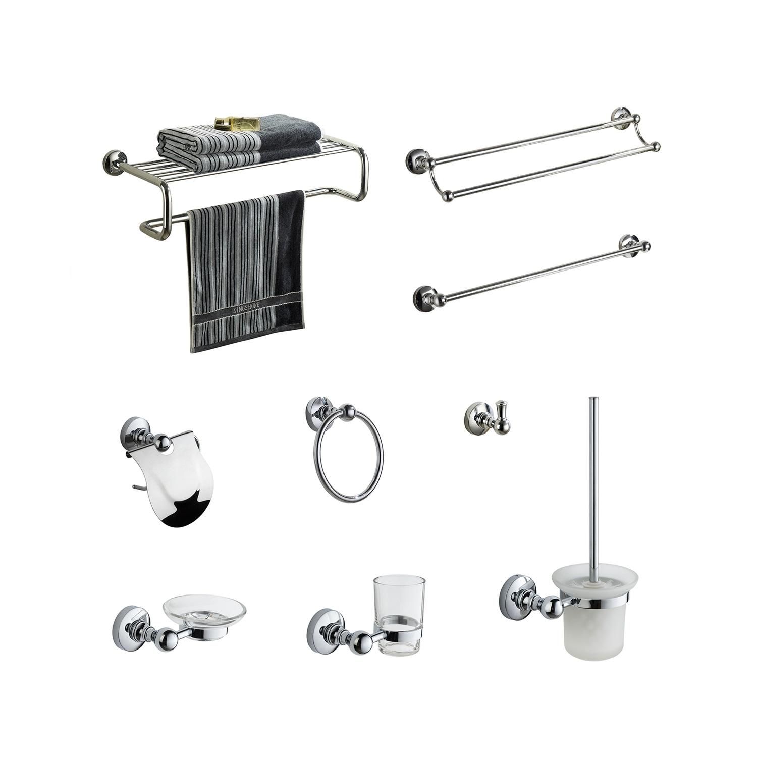China Wholesale Zinc Alloy Chrome Wall Mounted Bathroom Accessories Set