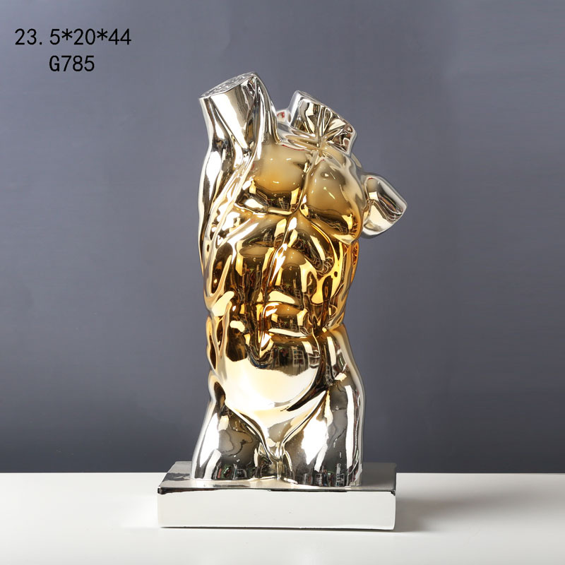 Gold - Silver Male Abdominal Muscles Sculpture for Home Decor Craft