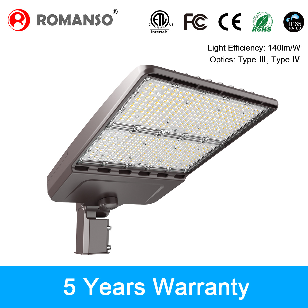 5 Years Warranty 60W LED Parking Lot Shoebox Area Lighting