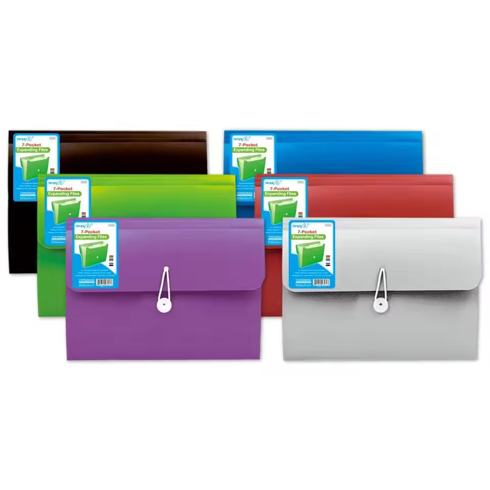 Gwayz 7-pocket Letter Size Horizontal Expanding File Folder Pp Material Waterproof 24s Bulk Pack Efficient Document Management