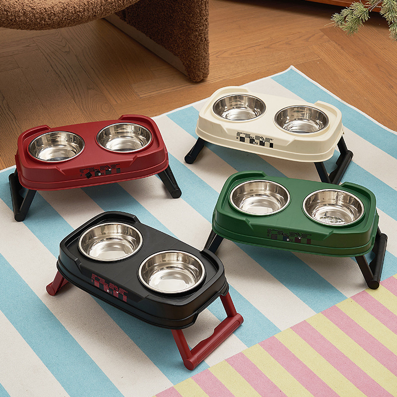Premium Double Pet Feeder Bowl with Adjustable Height and Stylish Design