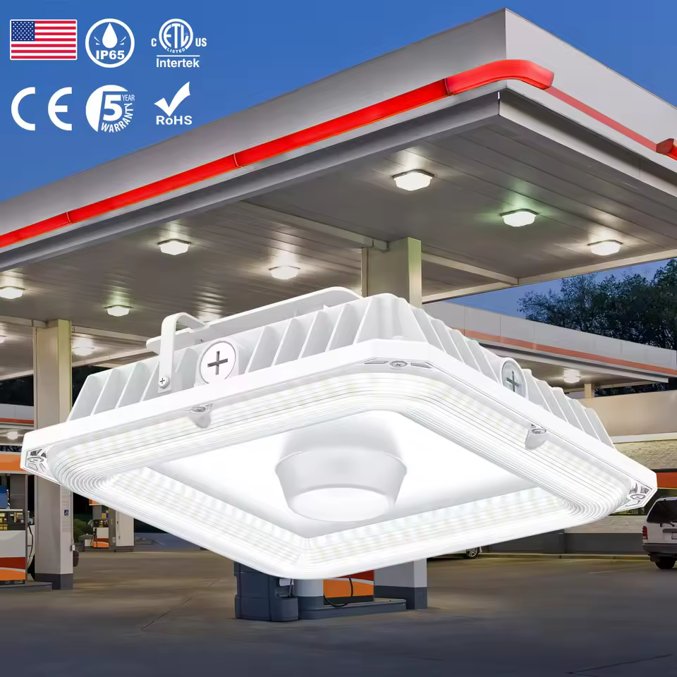 Outdoor Gas Station Fixture Us Stock 3cct 3power Tunable Lighting 100w Wholesale Garage Lights Led Canopy Light With Photocell