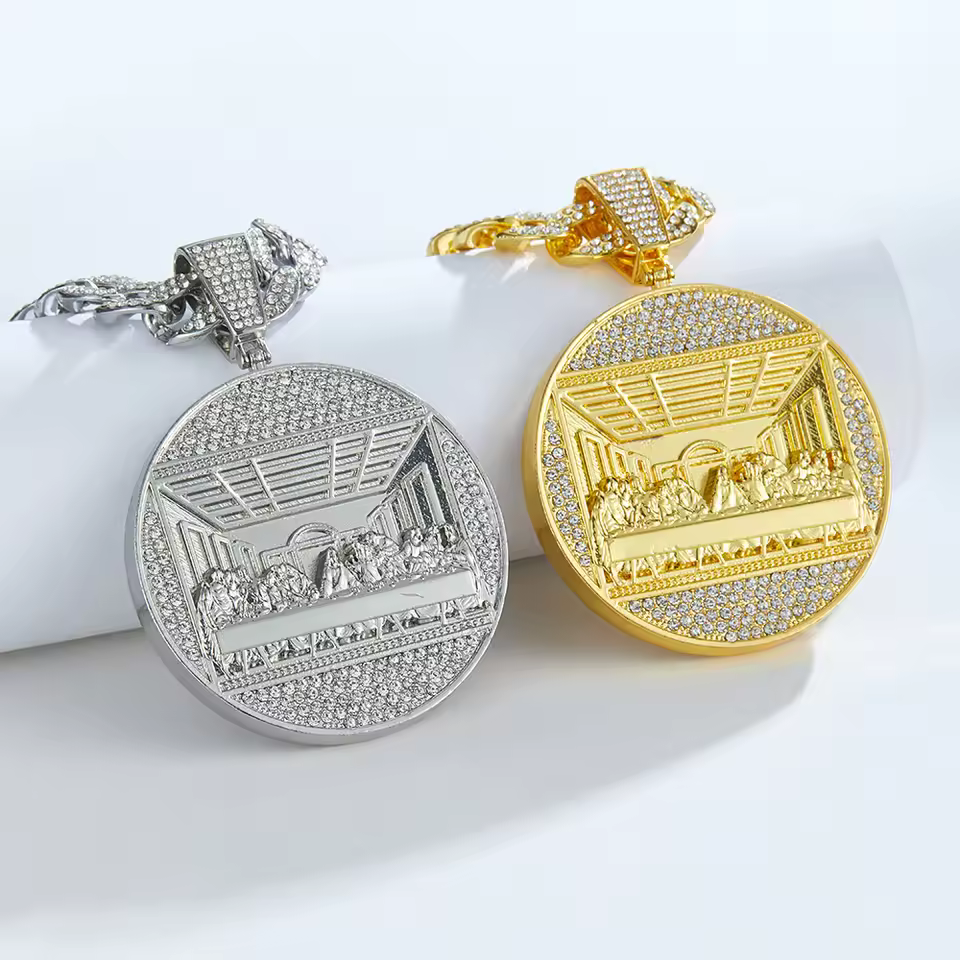 Wholesale Men's Luxury Diamond Fashion Jewelry Necklace Factory Direct Hip Hop Cuban Link Chain Trendy Gold Plated