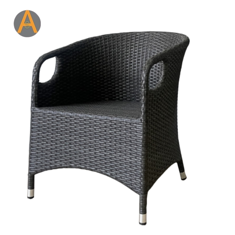 Stylish Black Wicker Rattan Chair for Office Hot Sale Metal Armrest Furniture