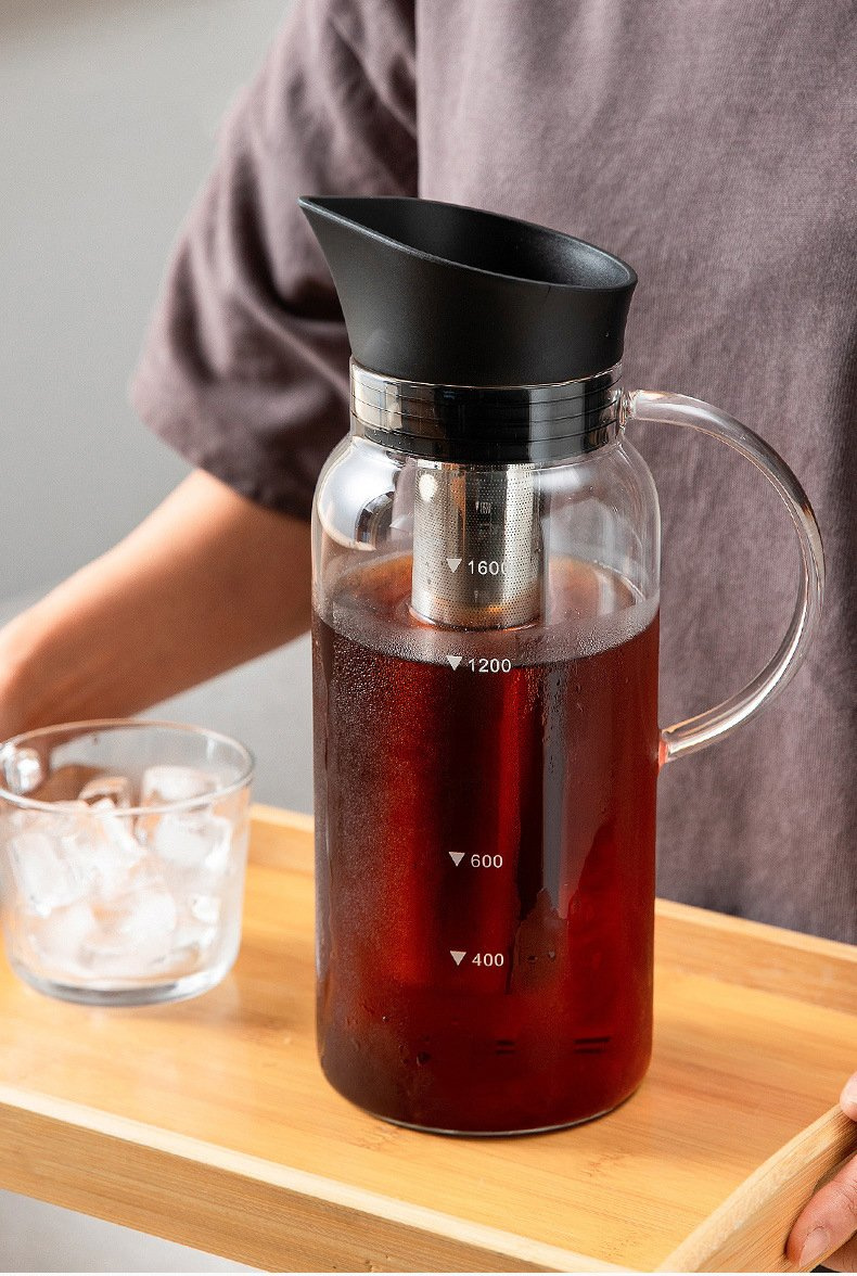 High Borosilicate Glass Cold Brew Coffee Maker with Easy to Clean Reusable Mesh Filter Iced Cold Coffee Pot