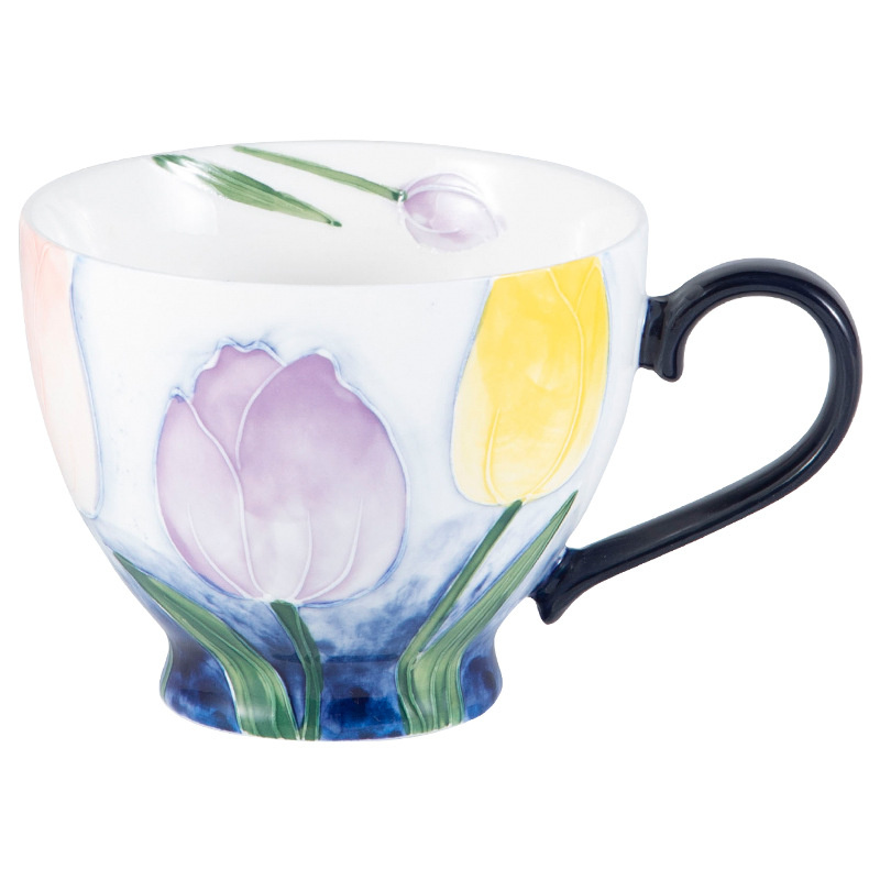 Hot Selling Mother's Day Gift Creative Floral Ceramic Cup High-Looking Breakfast Mug