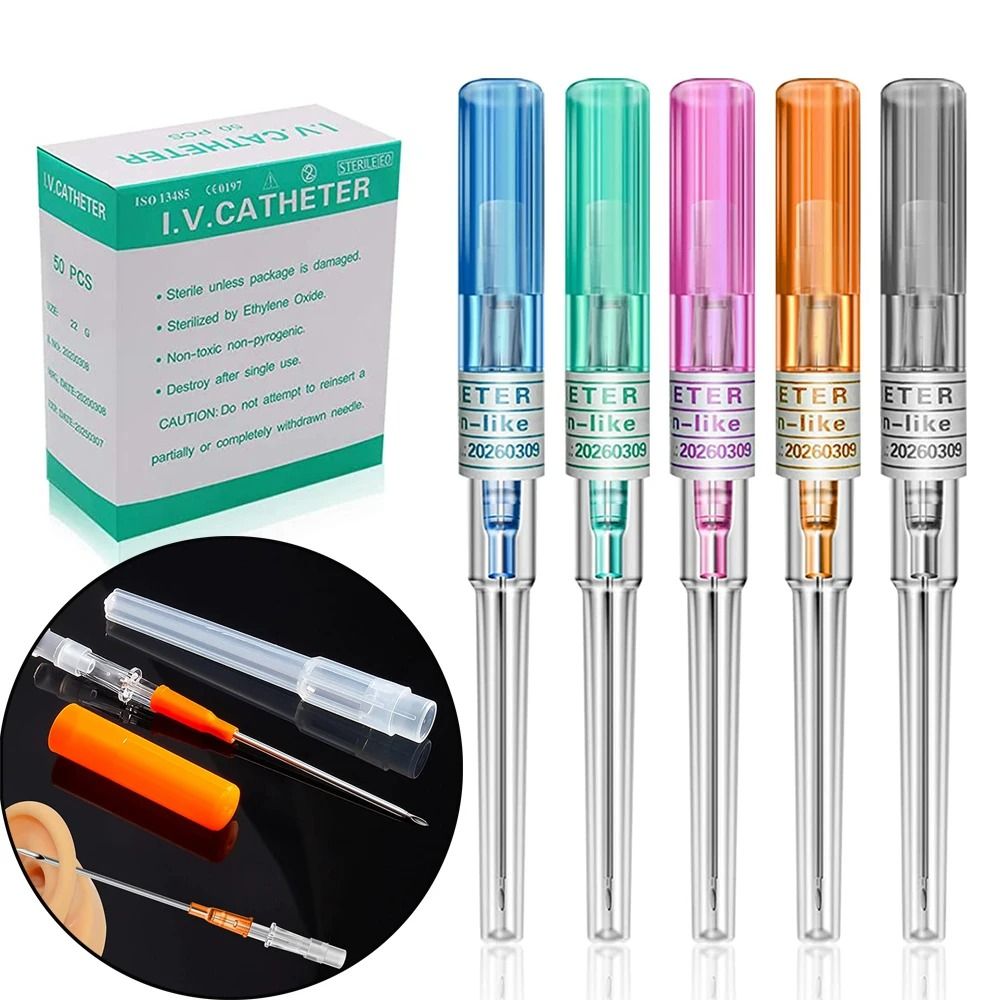Hadiyah Beauty 50PCS/Box Piercing Needle Independent Conduit Tube Catheter Type Needles 14G 16g 18g 20g 22g 24G Body Art Supplies