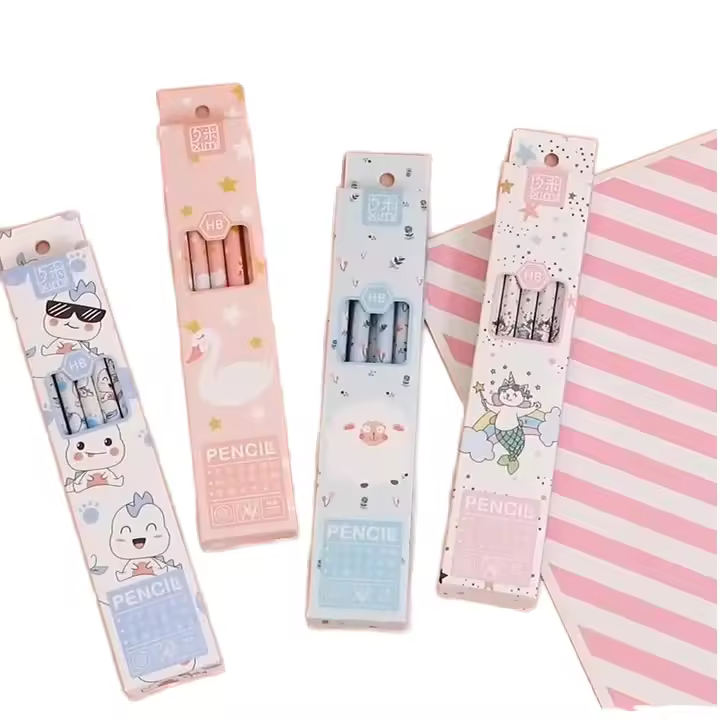 10pcs/lot Student Wooden Pencil With Eraser Hb Cute Kawaii Cartoon Pencil School Office Stationery Health Standard Pencils