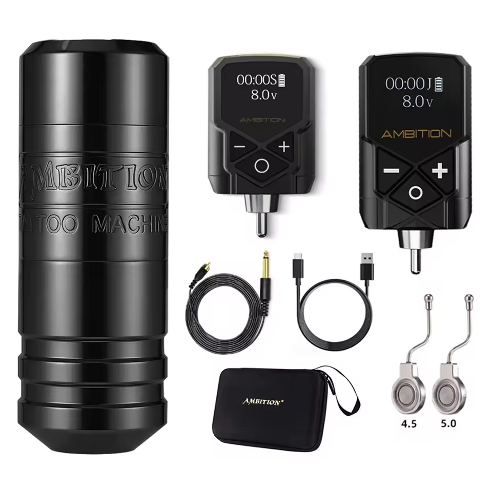 Ambition Torped Brushless Motor 2.5-3.0-3.5-4.0-4.5-5.0-5.5mm Stroke Rotary Tattoo Pen Machine And 2pcs Tattoo Power Supply Kit