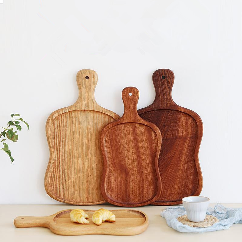 Wholesale Paddle Shape Ebony Wood Serving Tray with Handle