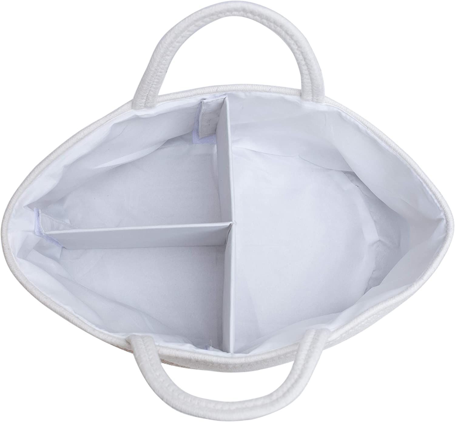 Organizer Storage Bin for Nursery Essentials Eco Friendly (White & Biege)