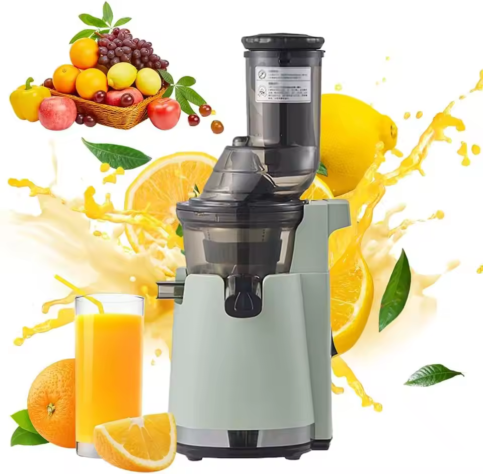 2025 Cold Press Home Use Fresh Fruit Smoothie Juicer Extractor Machine Wide Big Mouth Commercial Slow Juicer