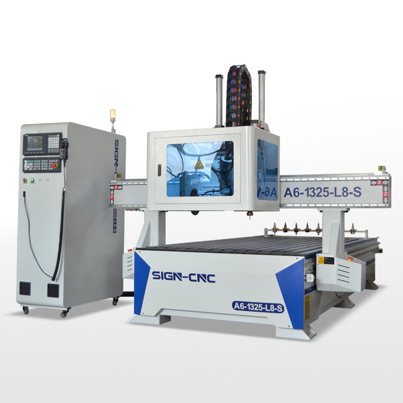 Multipurpose Atc Woodworking Machine A6-1325-L8-S Atc Wood CNC Machine with Saw and Atc Spindle for Materials Cutting and Engraving