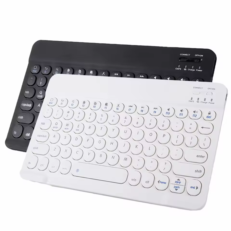 Hot Sales Multi-color 10 Inch Retro Typewriter Round Keys Bt Wireless Keyboard For Ipad Iphone Smartphone Tablet Pc Smart Tv