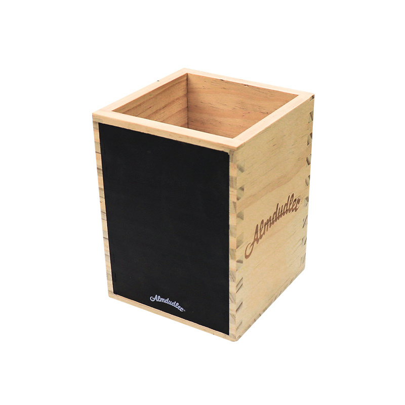 Unfinished Wood Box Square Wooden Pen Holder