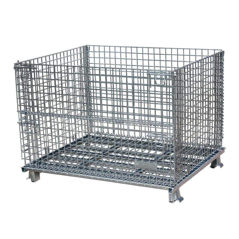 Industrial Heavy Duty Collapsible Folding Wire Mesh Bulk Containers with Basket