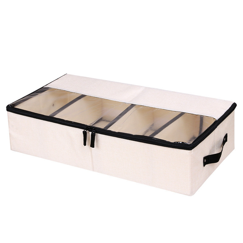 Hot Selling Compartmentalized Shoe Box Thickened Fabric Transparent Organizer