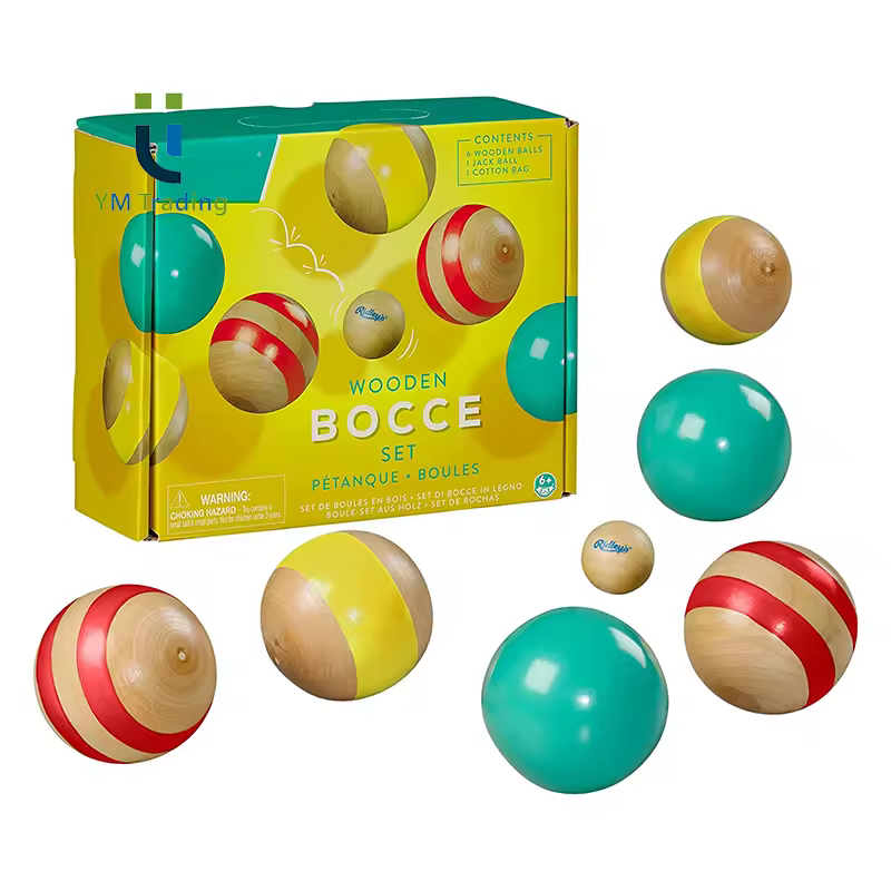 High Quality Wood Bocce Ball Set With Carrying Case For Backyard Or Beach Lawn Bowls Sports & Entertainment