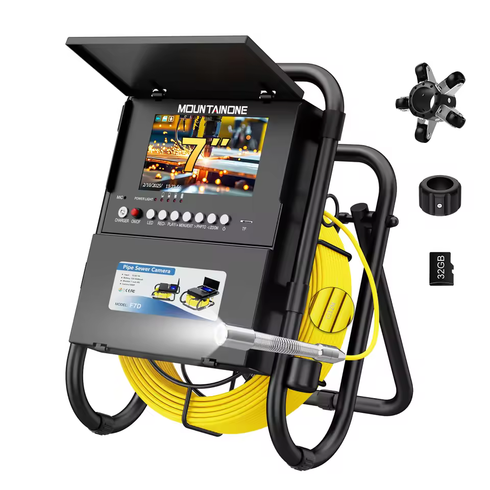 30m Sewer Pipe Inspection Camera With 23mm Endoscope Camera 7" Screen Dvr Recorder With 16gb Card Ip68 Waterproof Plumbing Cam