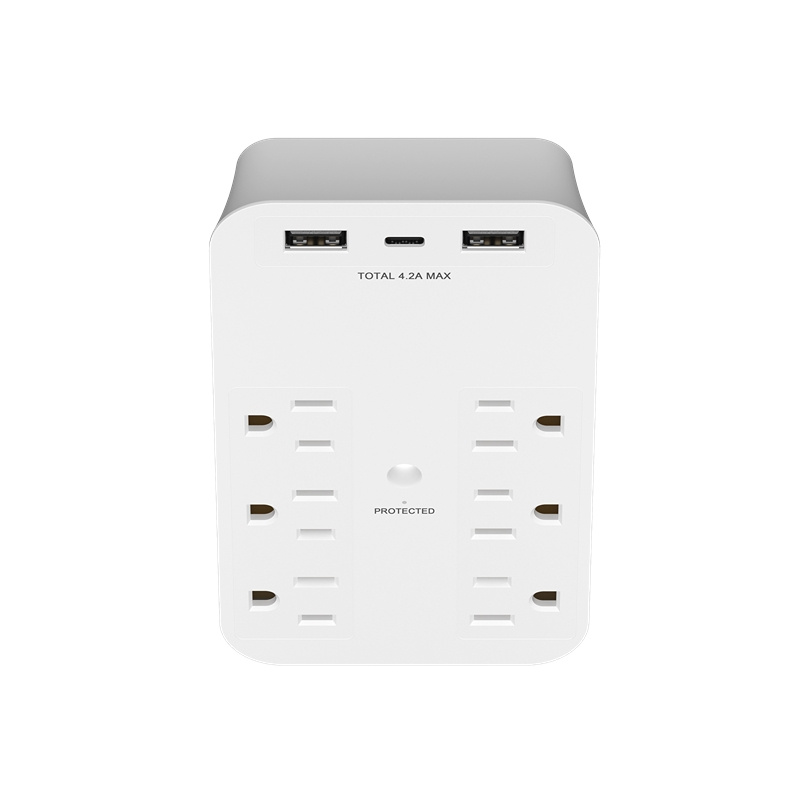 Z06219-2 6-Outlet Extender W/USB Charging Ports Surge Protector