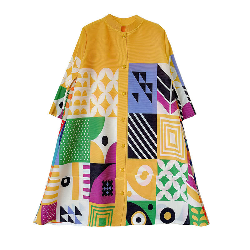 Factory Direct Wholesale Fashion Loose Fit Dresses for Women Summer Pleated Printed Dress Casual High Quality Dresses