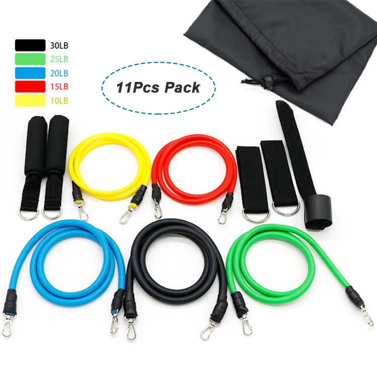 Best Selling 11 Piece Resistance Band Sets with Door Anchor, Gym Body Muscle Building Fitness Strength Training Tubes for Agent/Wholesaler/Distributors