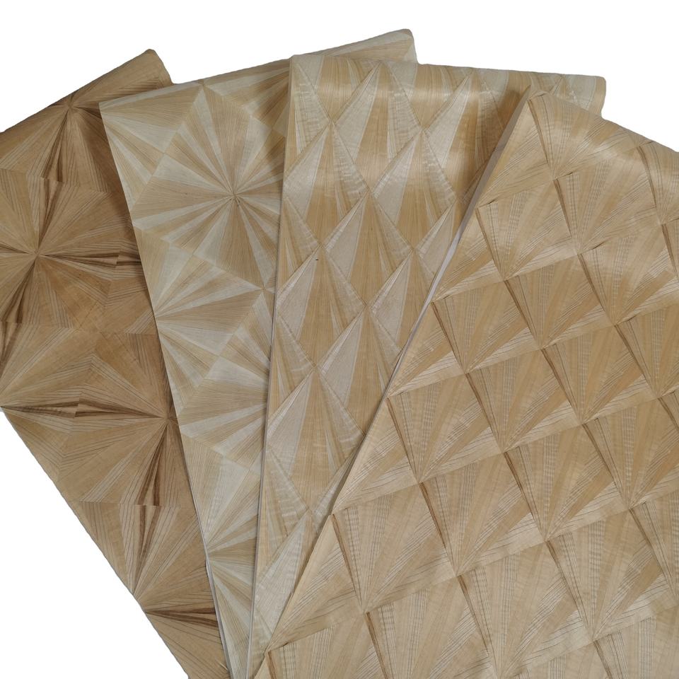 Wholesale Engineered Wood Veneer 3d Art Textured Sliced Cut Contemporary Design For Hotel Plywood Panel Furniture