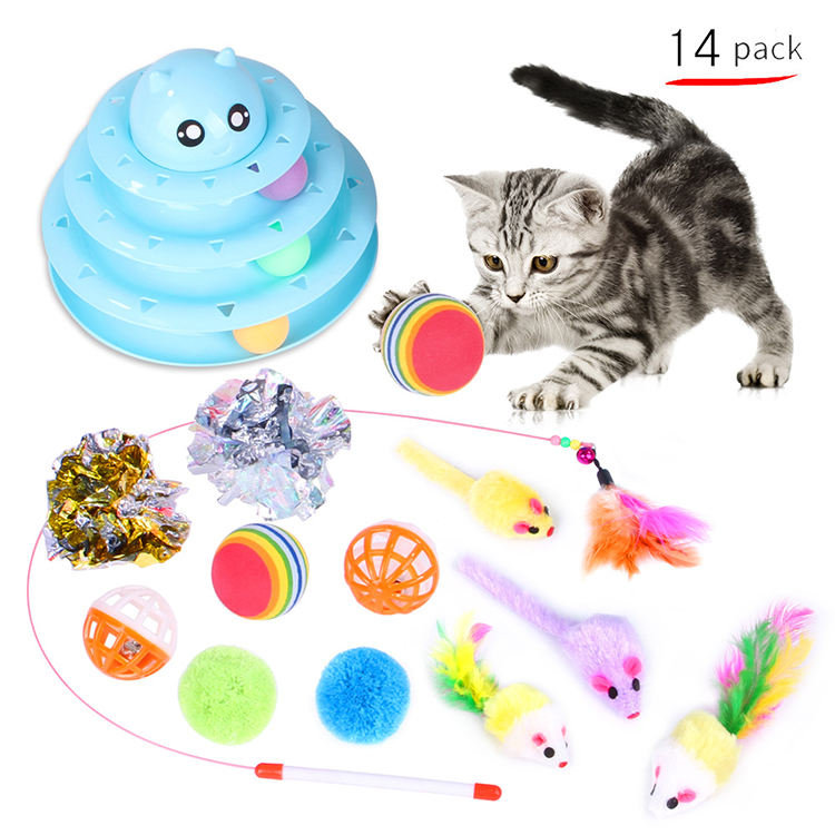 Homeplanet Hot Selling Highly Reliable Long Lasting Interactive Movement Cat Toy Set Fun Stick Feather Mouse Bell Ball For Cats