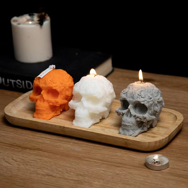 Wholesale Halloween Home Decor Fragrance Private Label Novelty Skull Shaped Soy Wax Scented Craft Candle