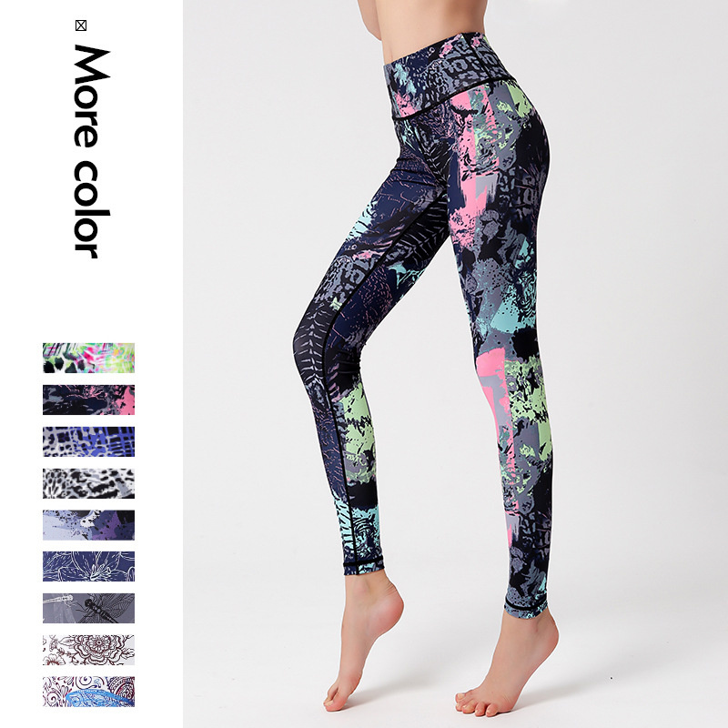 High Waist Tie Dye Printed Yoga Pants Women Sports Leggings