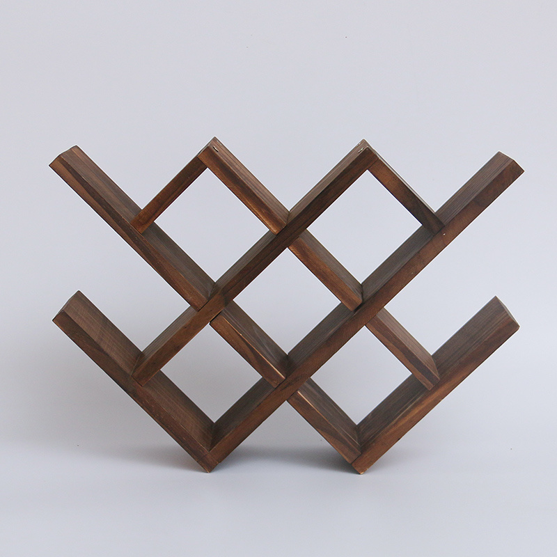 FSC Wood Countertop Wine Rack, Rustic Tabletop Wine Holder