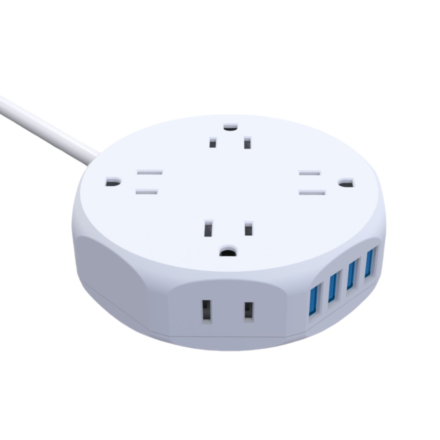 Ultra-Thin Retractable 6 AC Outlets 4 USB Ports Extension Power Strip for Home